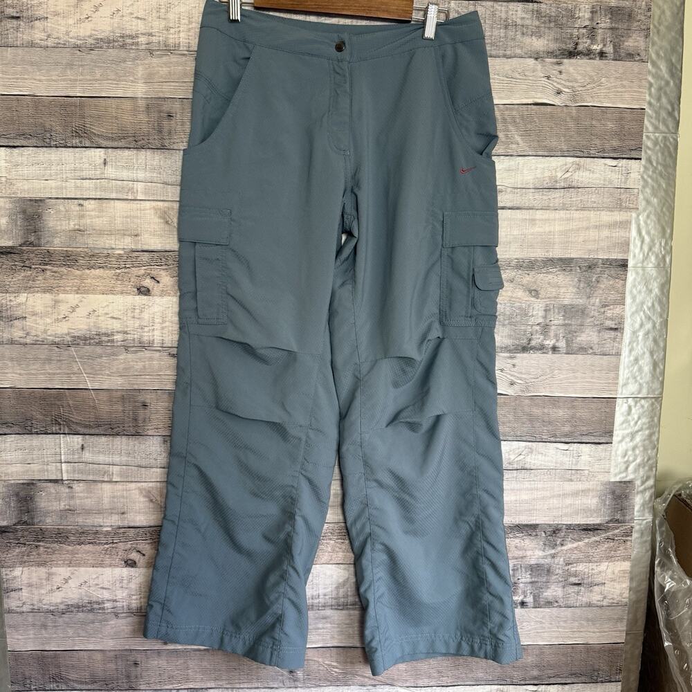 Nike Women’s Vintage Cargo Pants Utility Trouser Grey Blue Wide Leg Sz 10